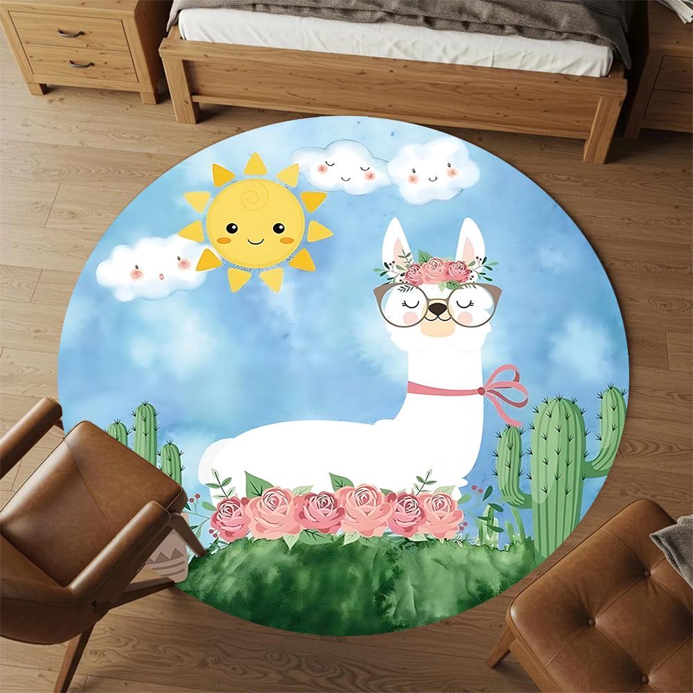 1pc llama flower Round Chair mat Area Rug - Non-Slip, Floor Mat for Office, Bedroom, and Indoor Decor c1125380