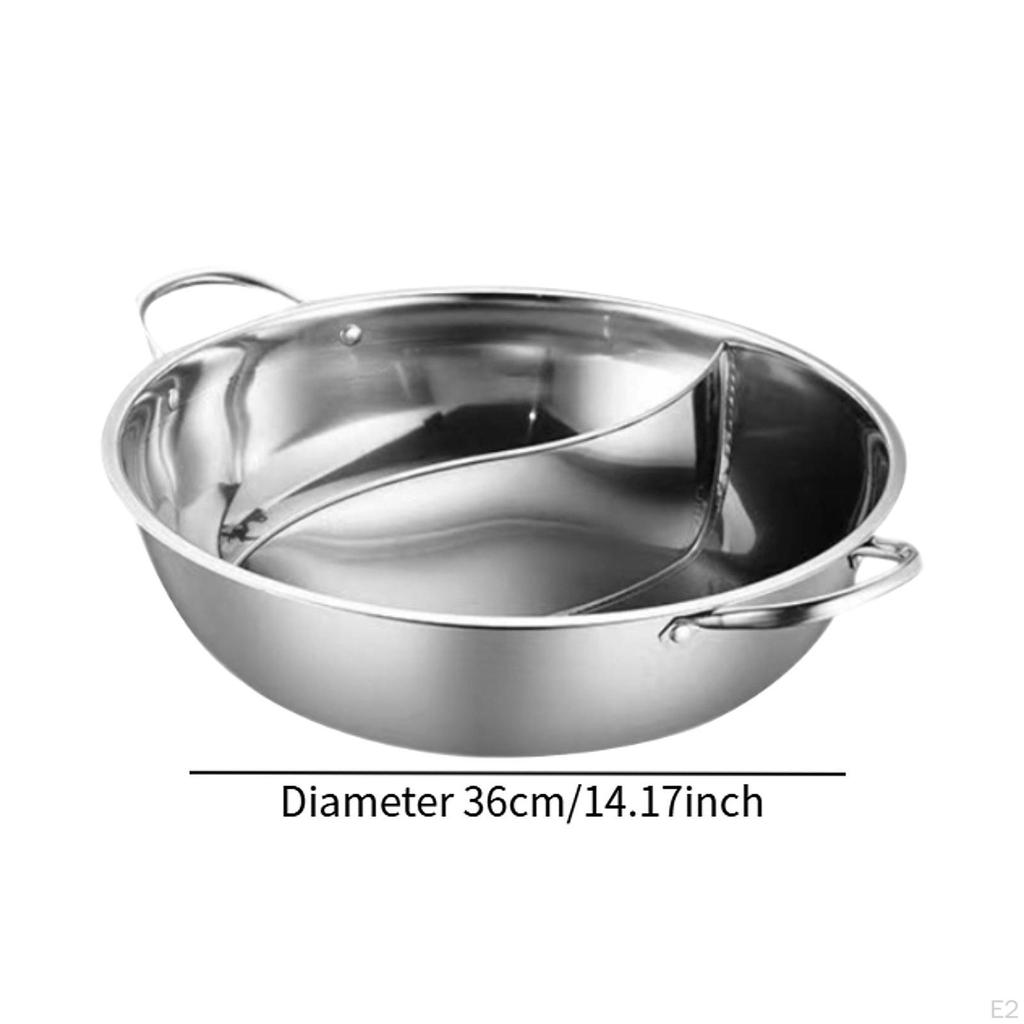 Shabu Pot with Divider 304 Stainless Steel Soup Cookware Cooking Utensil Mandarin Duck for