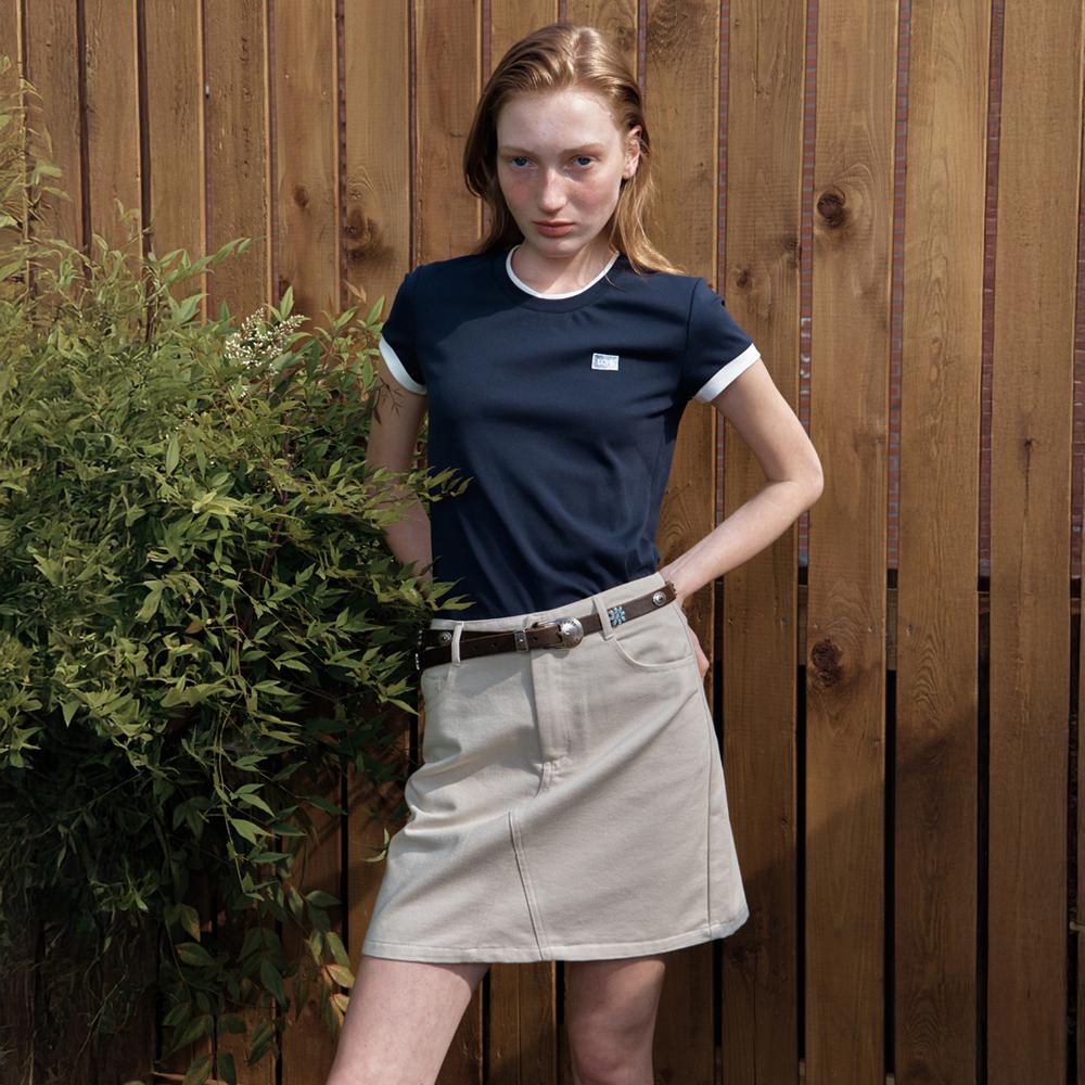 Elssibeui Cotton Mini Skirt_Light Beige