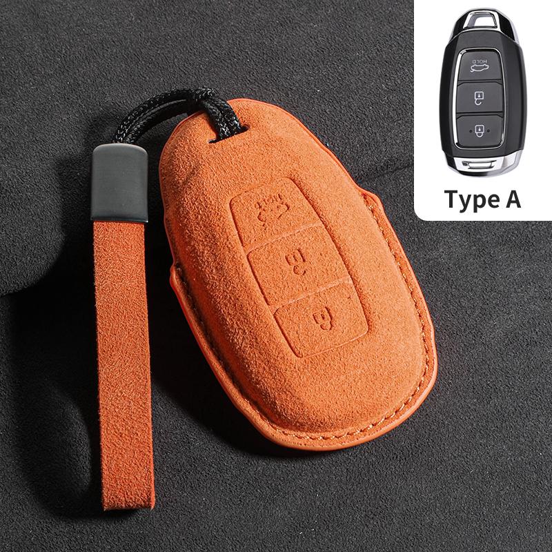 3 Buttons Suede Shell Fob For Hyundai I30 Ix35 Kona Encino Solaris Azera Grandeur Ig Accent Santa Fe Palisade Car Key Case Cover