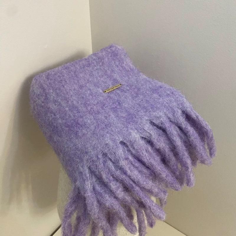 Cachecol versátil doce e fofo cor de doce inverno espessado xale quente mohair cor sólida cachecol de casal