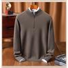 Men Half High Collar Zipper Warm Knitted Pullover Sweater