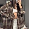 Brown Beige Gray Plaid Long Sleeve Shirt