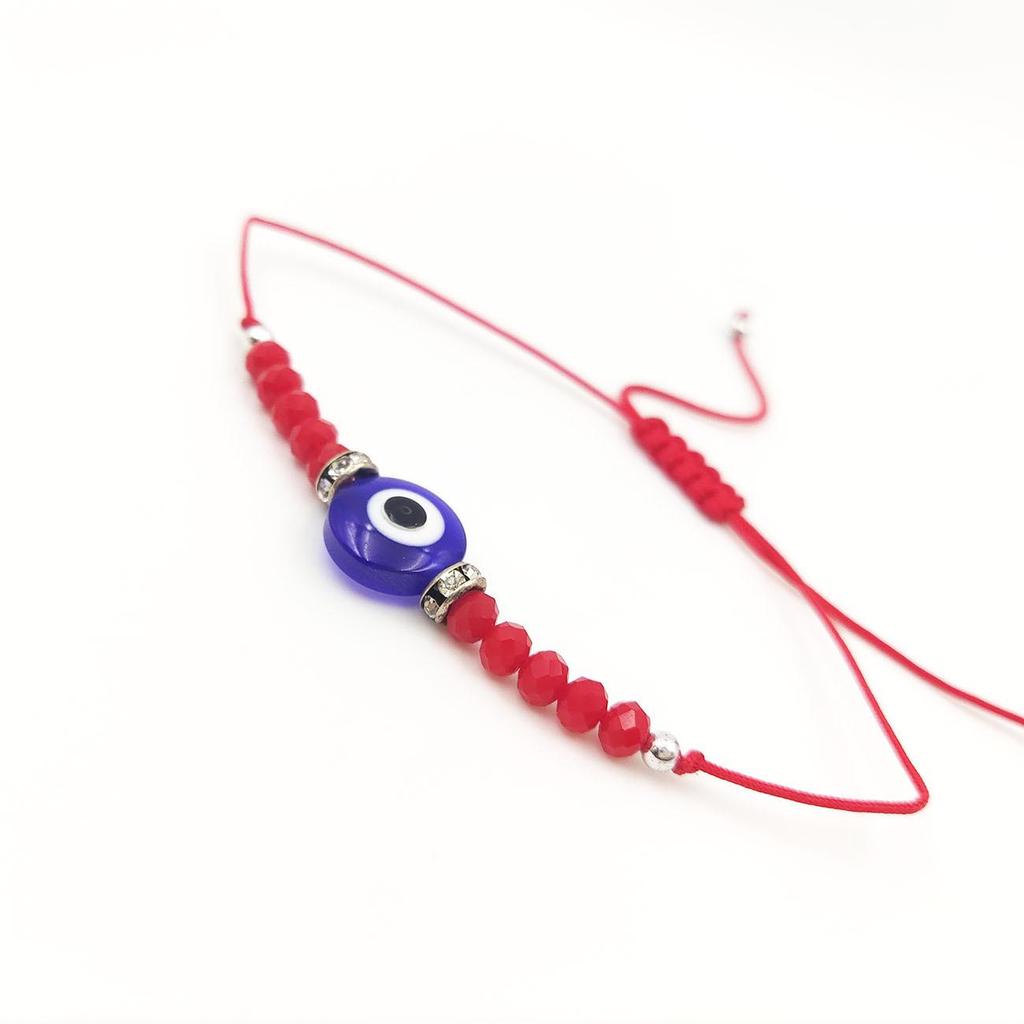 Bracelet en perles d'œil du diable tissé à la main avec motif de niche en verre