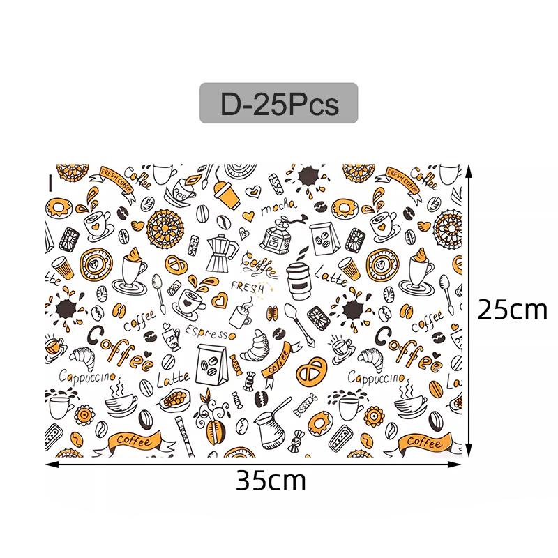 25 Sheets Deli Paper, Grease-Proof Parchment Paper Basket Liners, Food Wrappers for Sandwich, Chip, Burger & Fries, Baking Tools