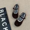 Fashion retro gentle bow Mary Jane single shoes women's 2025 summer new one-word buckle lace ballet shoes