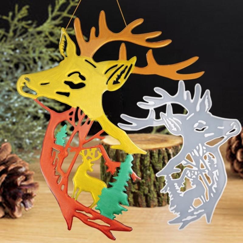 Elk Head Resin Molds Christmas Deer Silicone Molds Animal Epoxy Casting Mould for Wall Hanging Mount Decor DIY Crafts