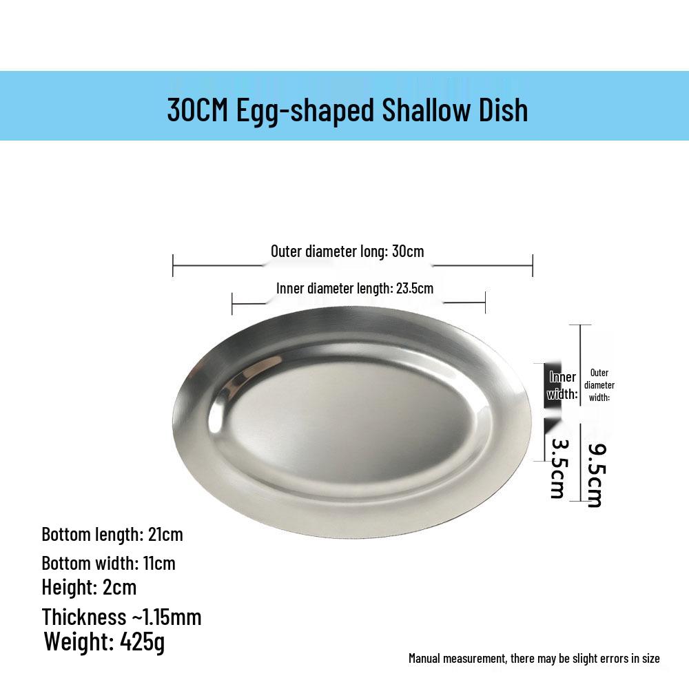 Stainless Steel Thickened Egg and Fish Tray for Canteen and BBQ
