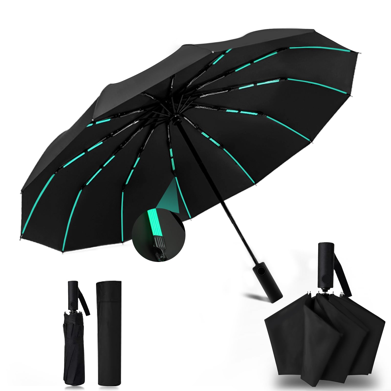 

Folding Umbrella with Automatic Suitable for Sun and UV Light Reinforced 12 Memory Includes Umbrella Perfect for Rainy and UV Gift Men s Open/Close чёрный