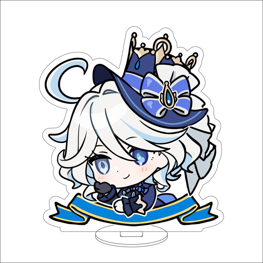 10CM Anime Genshin Impact Figure Stand Model Furina de Fontaine Cute Desk Decor Standing Sign Gifts