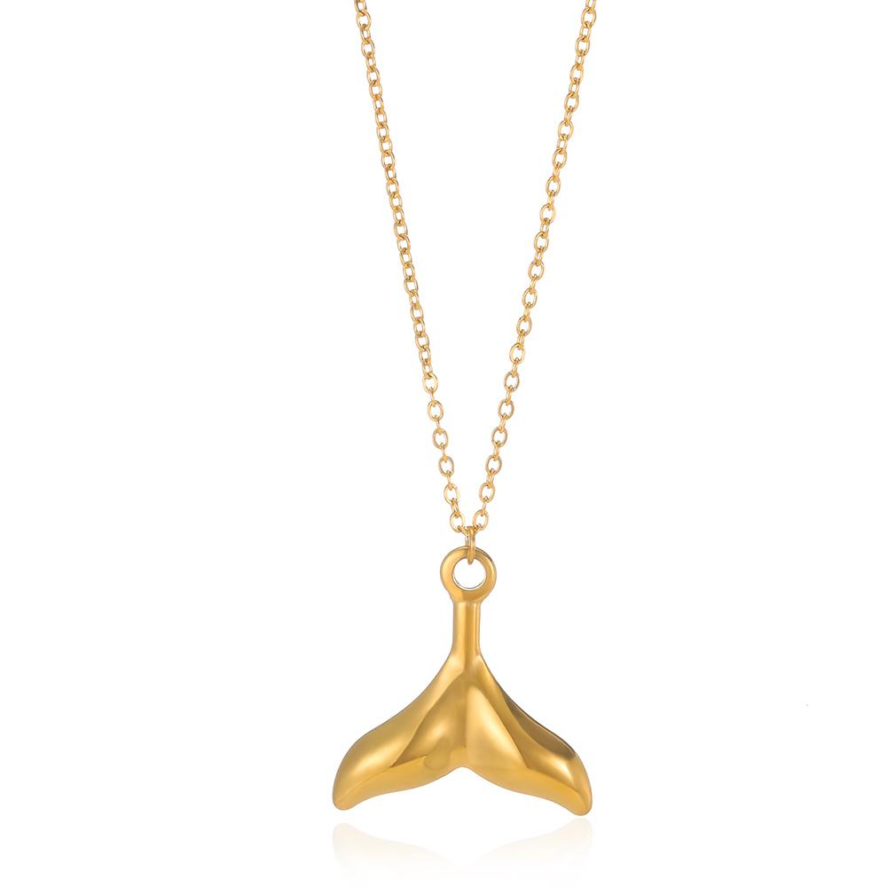 

Stainless Steel Chain Mermaid Tail Pendant Necklaces For Women Vintage Fish Nautical Color Whale Tail Choker Necklace 43cm