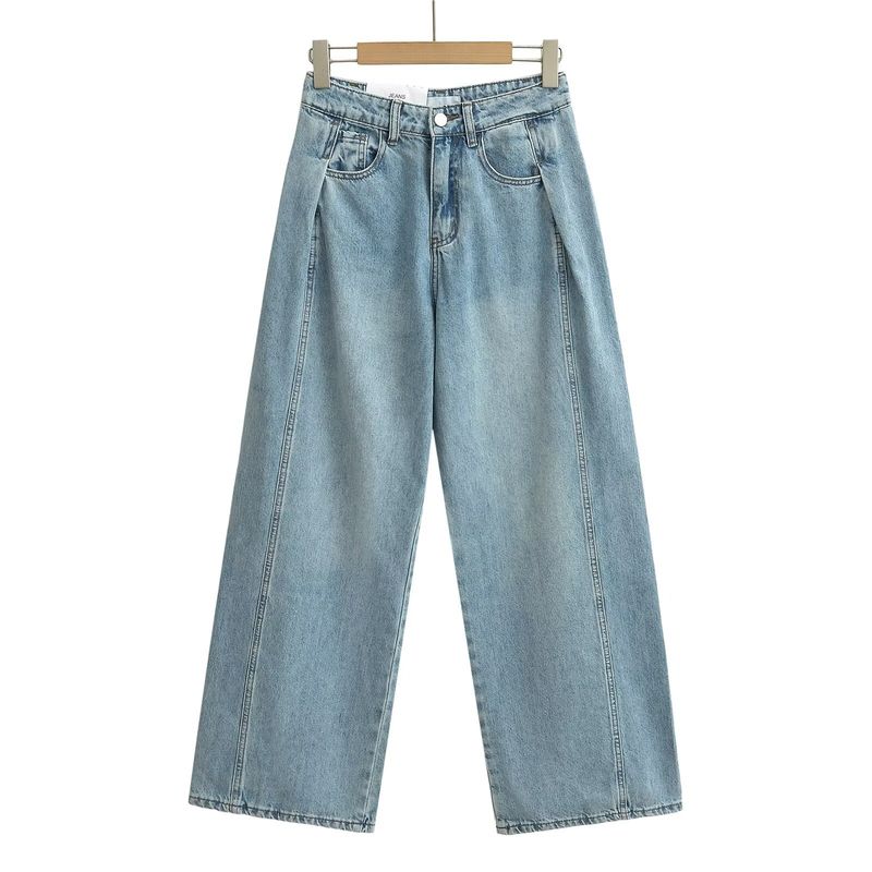 Summer New Arrival Women's Clothing American Retro High Waist Slim Looking Drape Narrow Version Loose Casual Denim Mop Trousers
