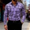 2025 New Men's Trendy Geometric Line Print Long-sleeved Shirt 18 Colors Personality Fashion Slim Lapel Casual Versatile Shirt