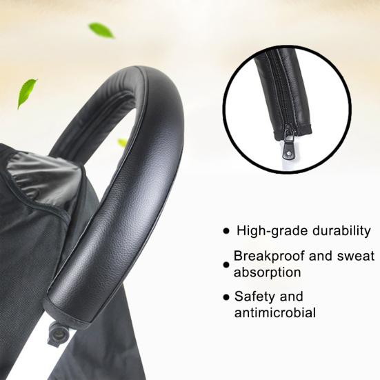 Coprimaniglie Passeggino In Pelle PU - Copri Bracciolo Con Cerniera, Marrone, 52 Cm - Foto 4