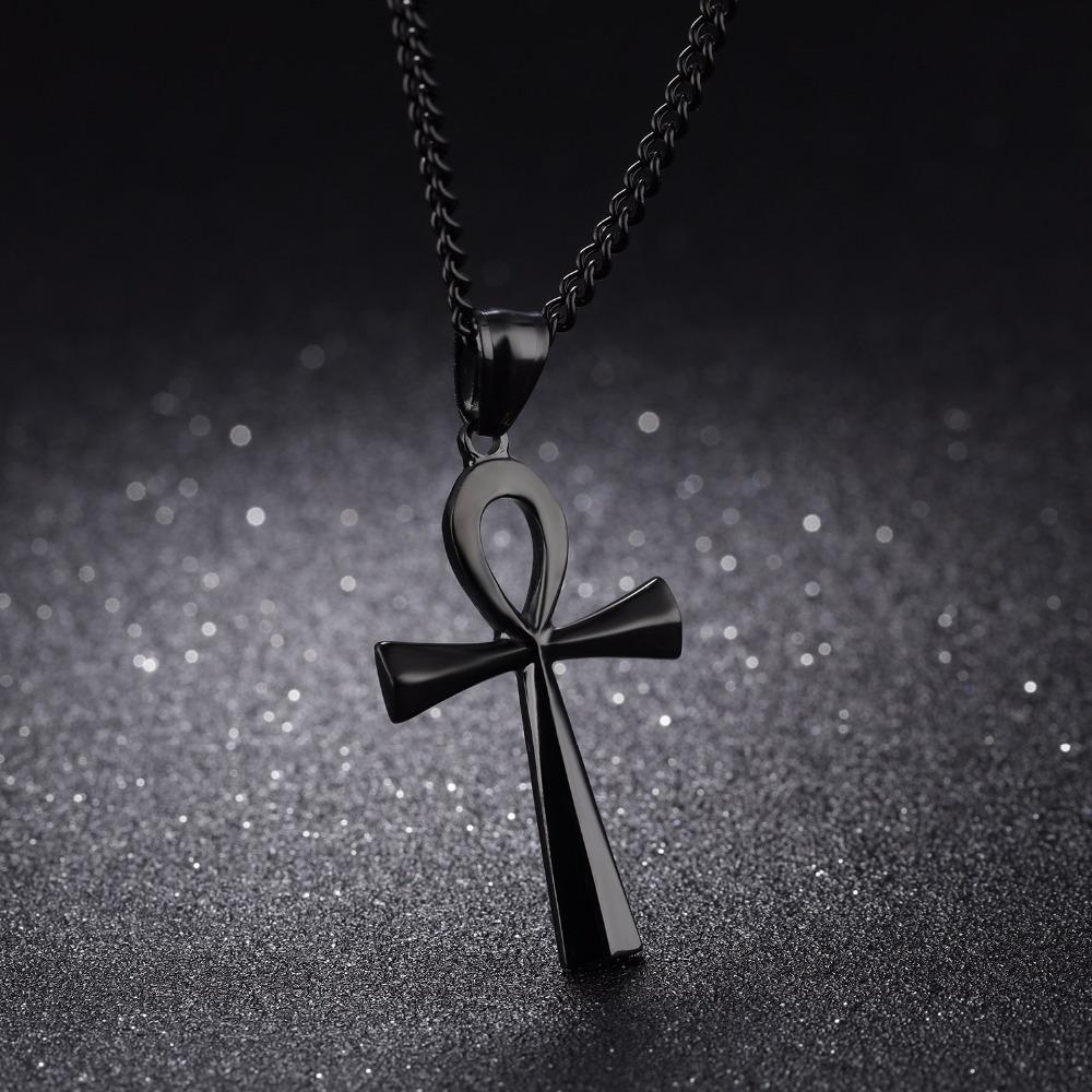 Punk Ägyptisches Ankh Kruzifix Amulett Anhänger Halsketten Anhänger Edelstahl Symbol des Lebens Kreuz Halsketten Schmuck 2025 Geschenke