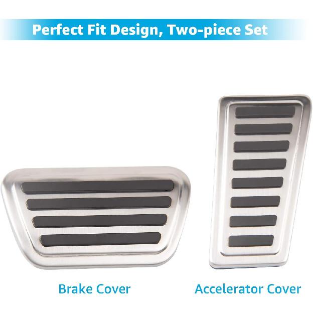 Motrobe Pedal Cover for Dodge Ram 1500 2019-2026 Accessories Aluminum Alloy | Brake Gas Fuel Accelerator Foot Pedal Pad Kit with Anti-Slip Mat, Not