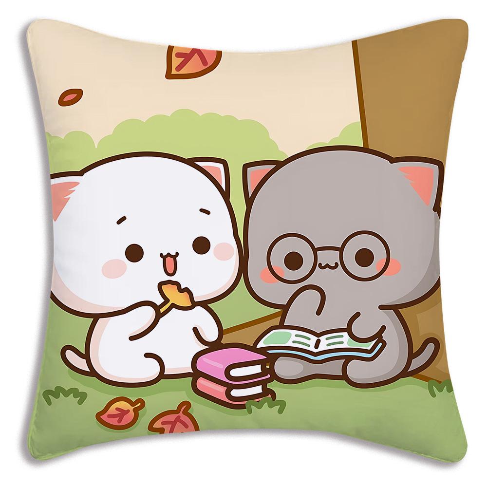 Cute PeachS And G-GomaS Pillow Covers Cartoon Sofa Decorative Home Double-sided Printing Short Plush Cute Cushion Cover