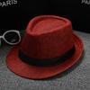 Cotton and Linen Fabric Panama Solid Color Top Hat Jazz Hat Sun Hat Men's and Women's Couple British Sun Hat