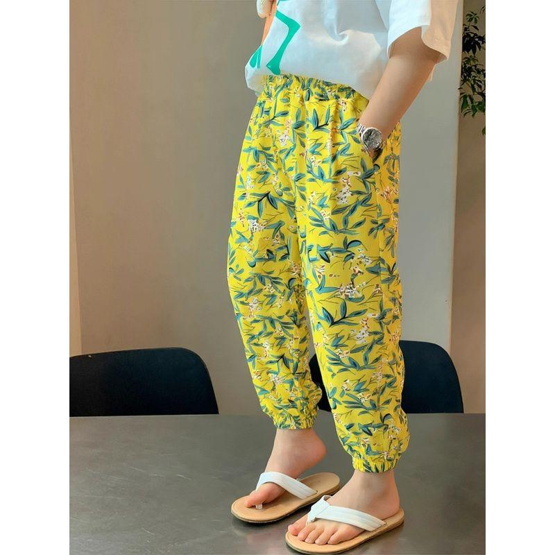 27Home Children's Clothing Summer New Mosquito-Repellent Pants for Babies, Children's All-Over Floral Print Thin Casual Pants for Girls
