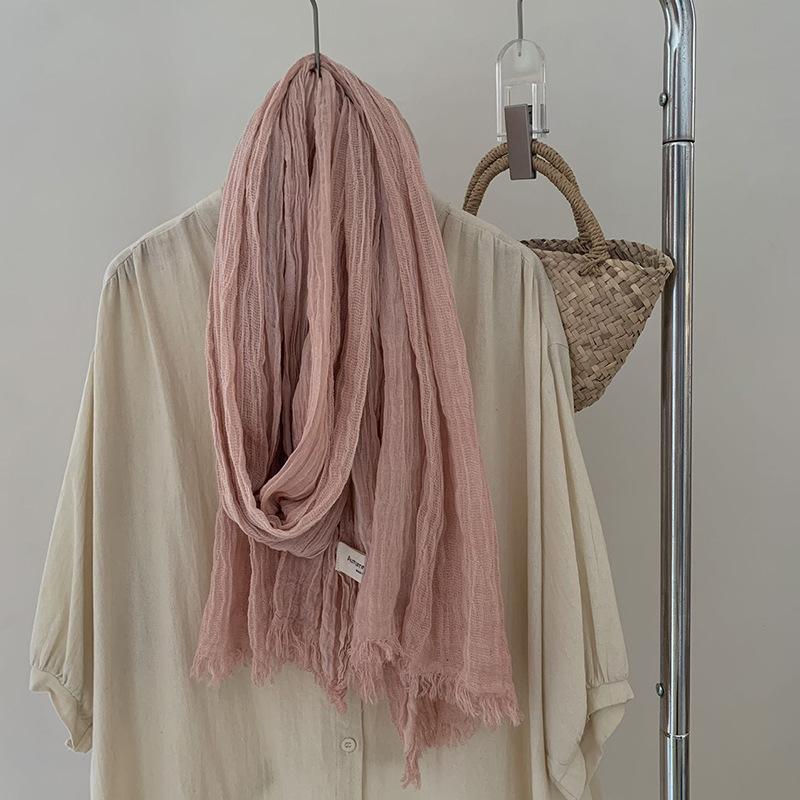 Autumn and Winter New Retro Artistic Cotton and Linen Scarf Solid Color Shawl Warm Scarf