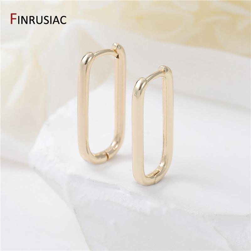 New Simple Gold Plated Brass Hoop Earrings For Women Trendy Round Circle Huggie Earring Party Jewelry Gift