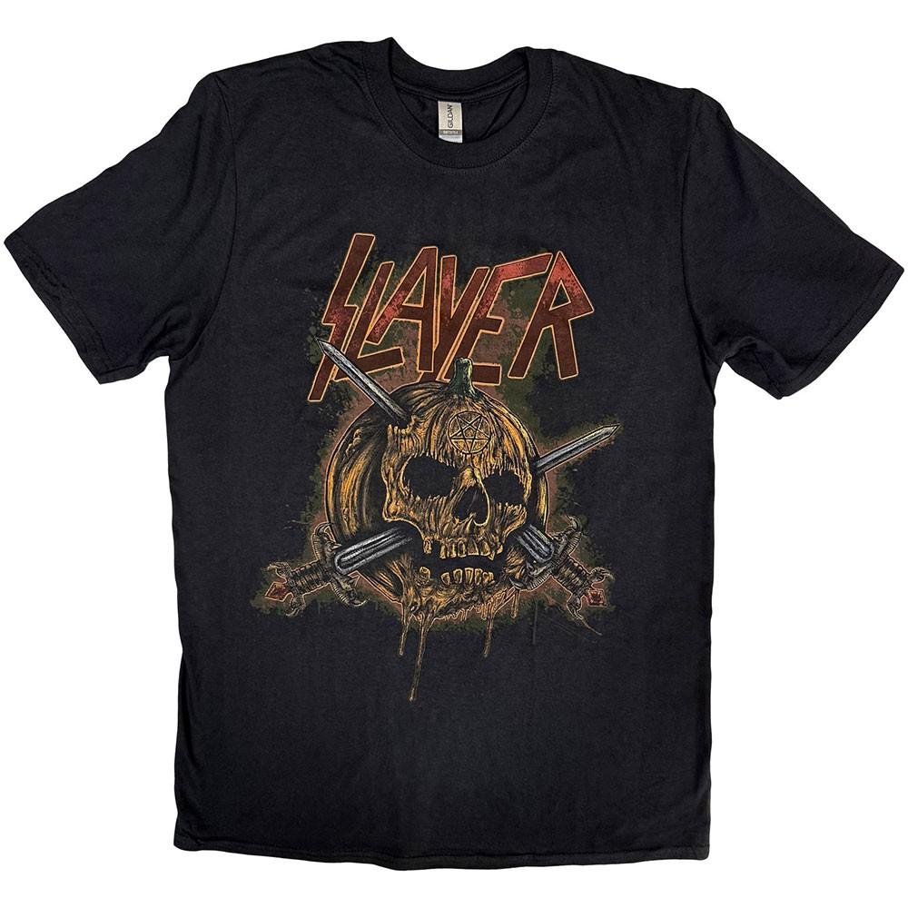 Slayer Mens T Shirt Black Skull Pumpkin Knives Band Logo Official