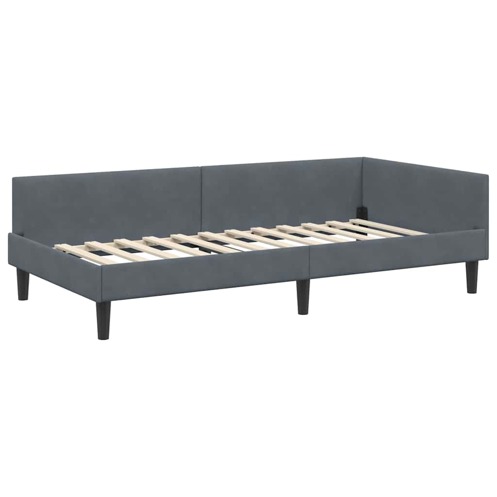 Corner Bed Frame with Mattress Other 2 Pcs Grey Velvet