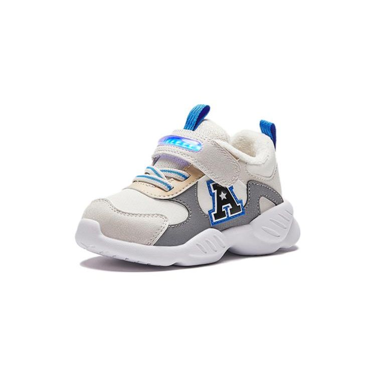 Anta Comfortable Thick Sole Non-Slip Wear-Resistant Warm Low-Top Kids Running Shoes Baby Sneakers Ivory-White Gray A312340005-3