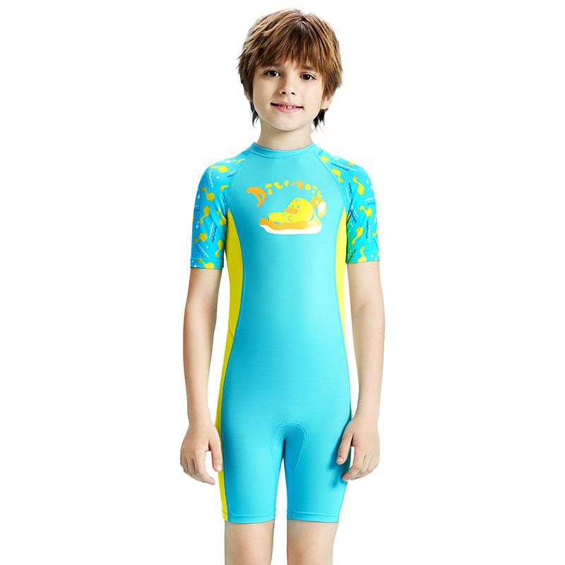 Boys Quick-Dry UV Protection Rash Guard Swimsuit UPF 50 Short Sleeve Swimwear Swimming Snorkeling Surfing