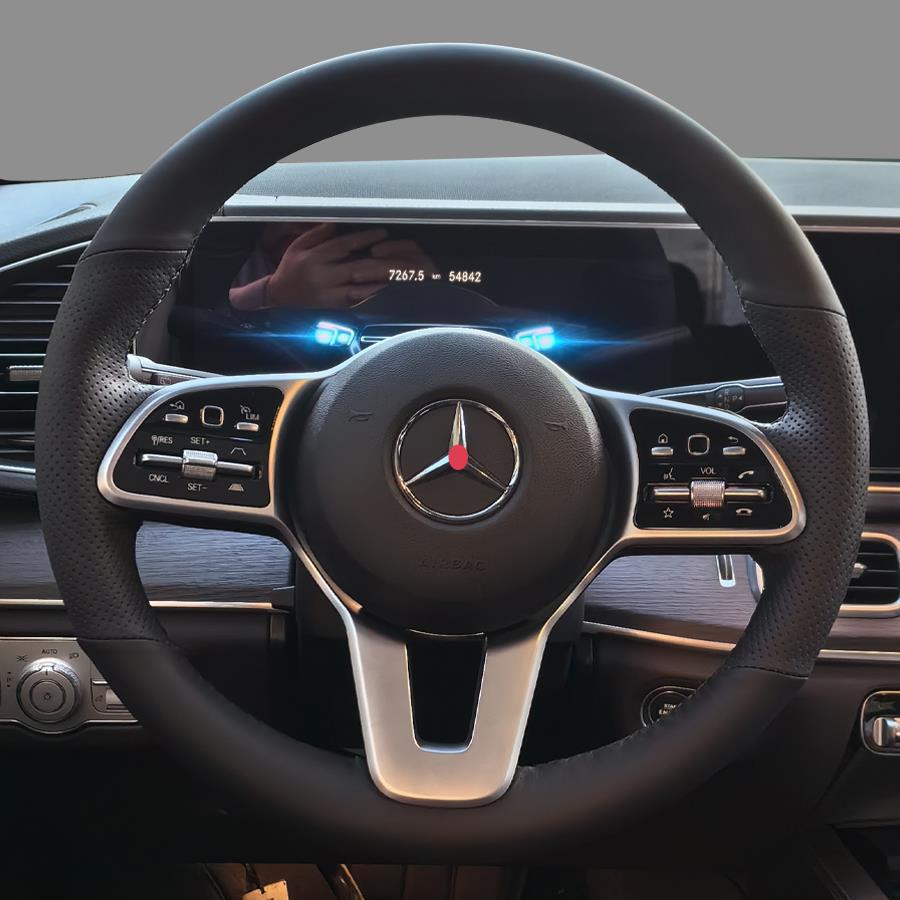 Zakázkové ručně šité potahy na volant a rukojeti pro Mercedes-Benz GLC260, E300, GLE, GLA, GLB
