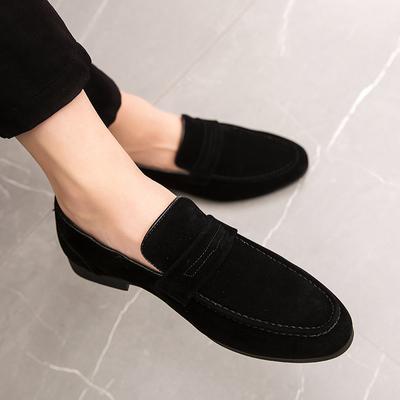 Fashion New Men's Hairdresser Nightclub Frosted Leather Bean Shoes Men Lazy Shoes Versatile Fit Soft Sole Breathable Men Designer Shoes
