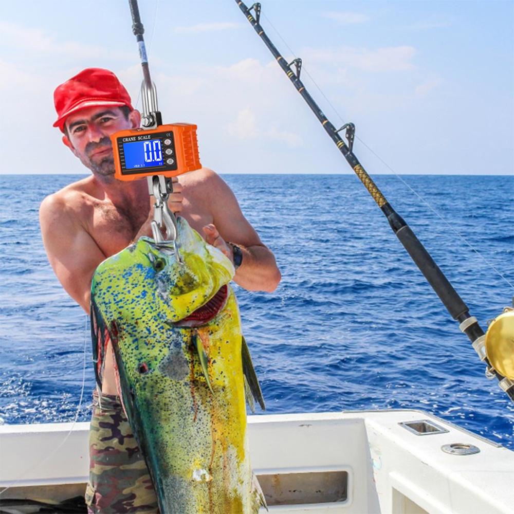 Digitale Hängewaage 1000kg/ 2204lbs Tragbar Schwerlast Kranwaage LCD Hintergrundbeleuchtung Industriewaage mit Haken Einheitenumschaltung/Datenhaltefunktion