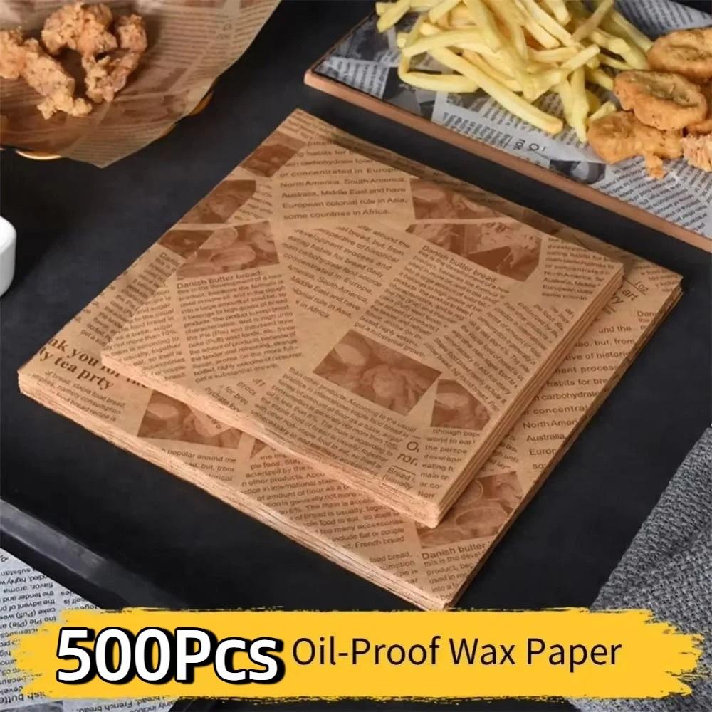 500Pcs Non-stick Oil-Proof Wax Paper Tear-resistant Disposable Baking Paper Simple Vintage Food Wrapper Paper Food Baking