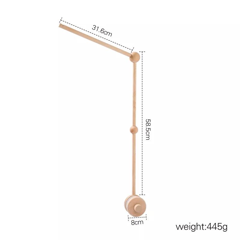 3Pcset Baby Wooden Bed Bell Bracket Mobile Hanging Rattles Toy Hanger Baby Crib Mobile Bed Bell Wood Toy Holder Arm Bracket