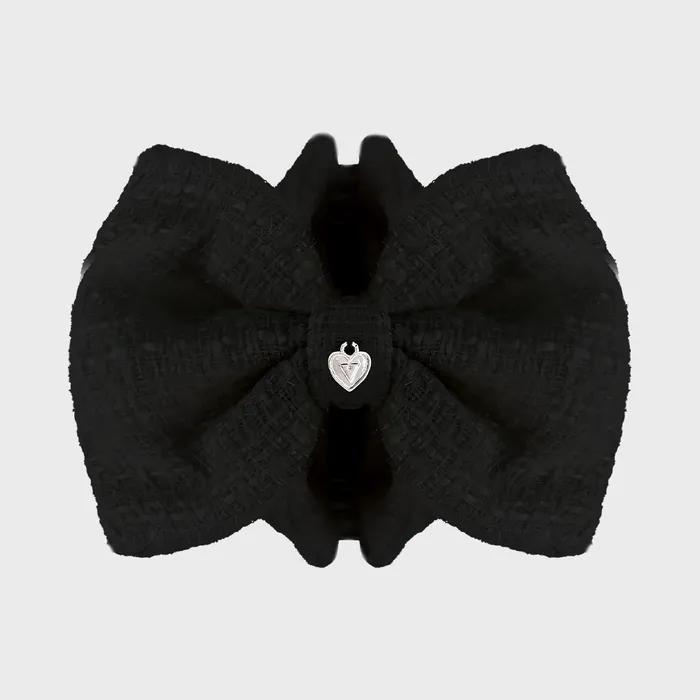 Big Ribbon Glitter Tweed Hair Clip _ Black