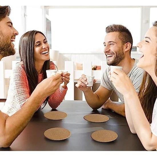 Roseelf Stylish Coaster Cork Wooden Thickness 5mm Diameter 10cm Round Type 100 Pieces Heat Resistant Non-Slip Drink Suitable DIY Decoration Edge Table