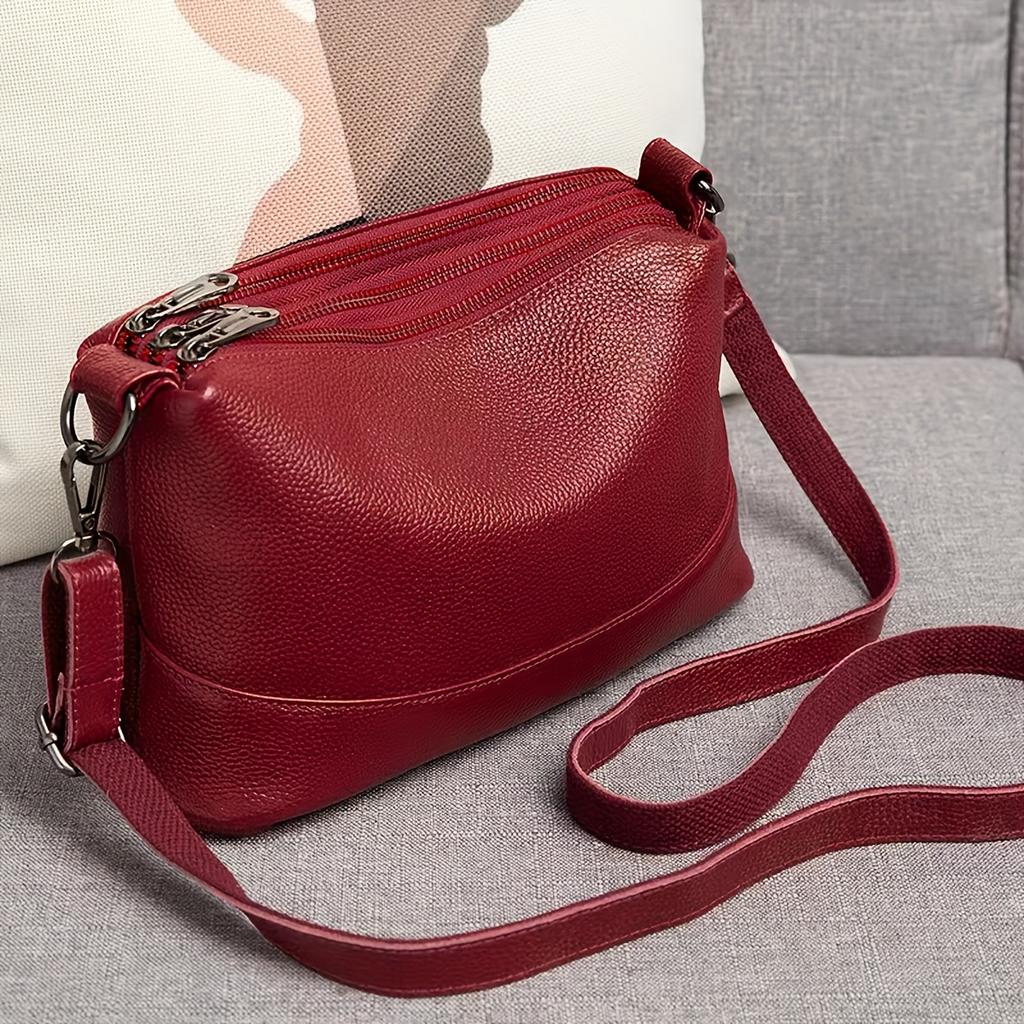 Elegant Black Messenger Bag with Removable Strap - Solid Color, Polyester Lining Crossbody Bag