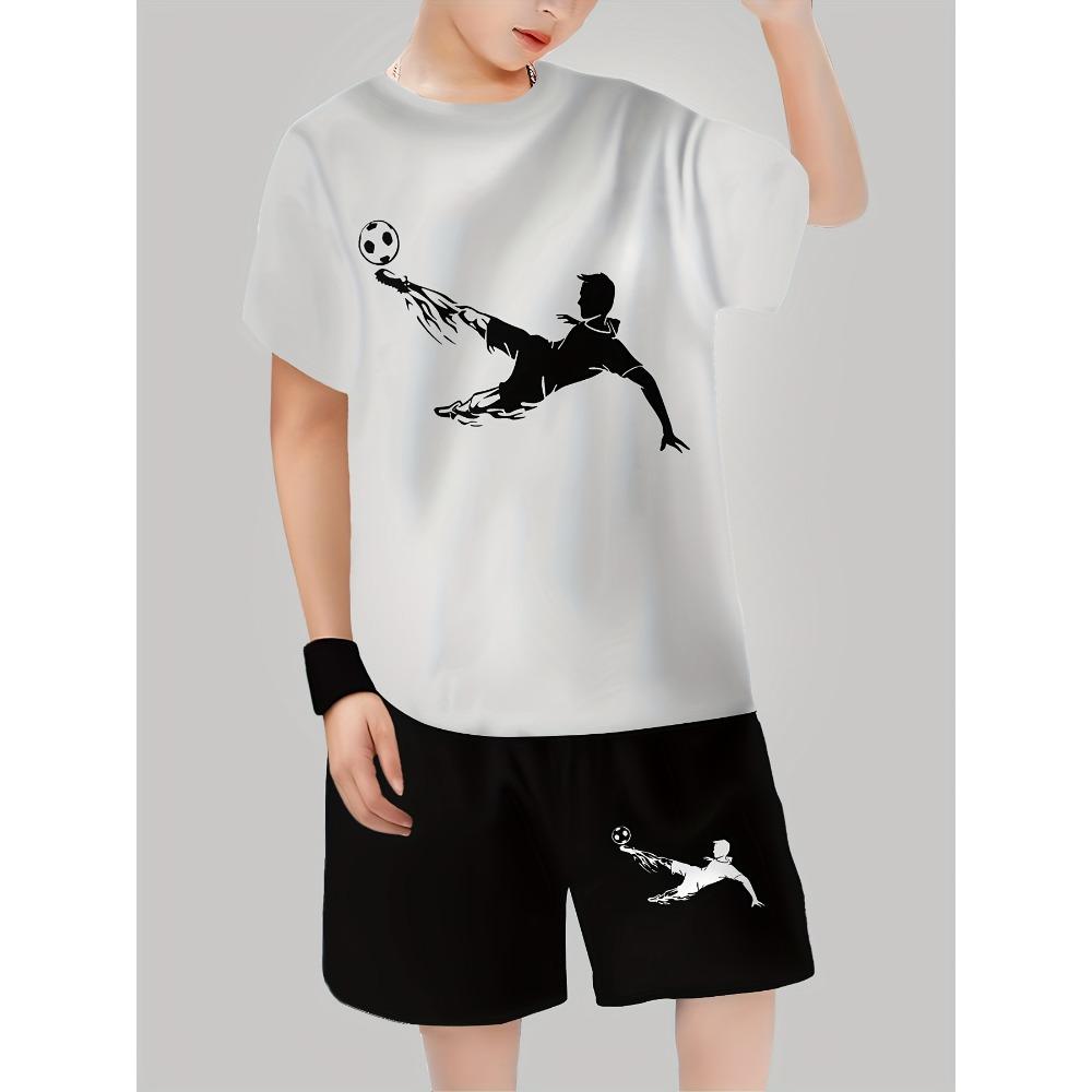Fashion Digital Print Boys' Outfit, Short Sleeve And Shorts Set, Youth Short Sleeve Set, 2pcs Set, for Outdoor