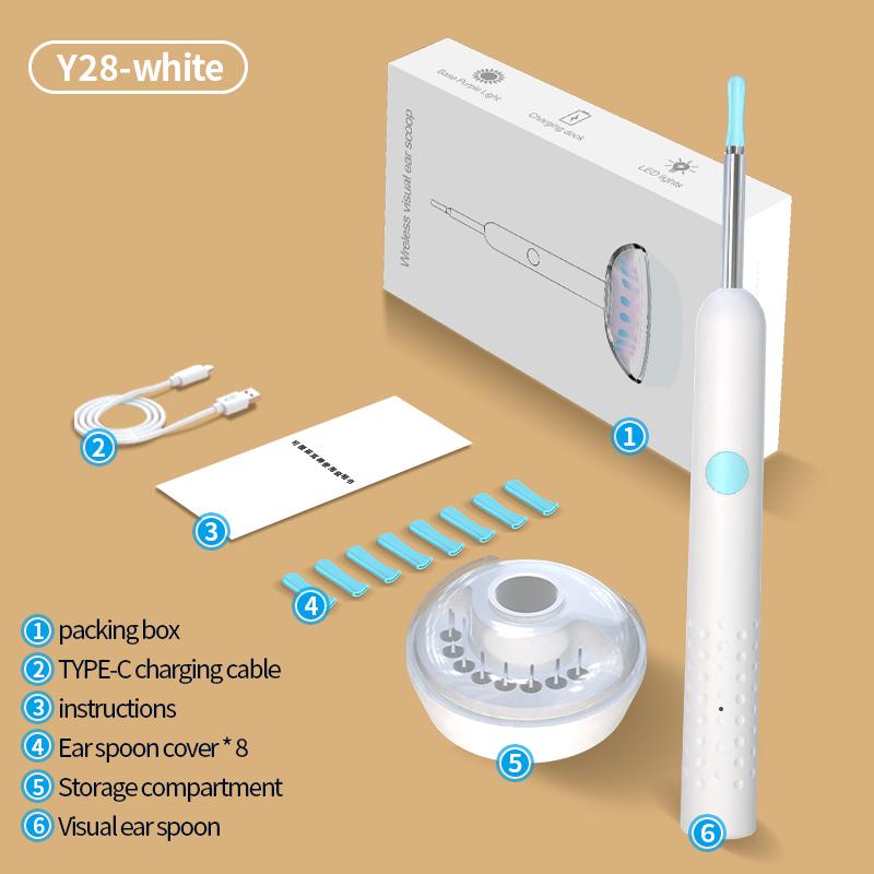 Visual Ear Spoon, Wireless Visual Silicone Ear Spoon Safe Endoscope Earpick with 3 Camera Otoscope Ear Cleaner For Kids Adults
