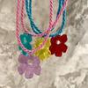 Colorful Acrylic Flower Pendant Necklace Vintage Harajuku Style Neckchain Adjustable Length Clavicle Chain for Women