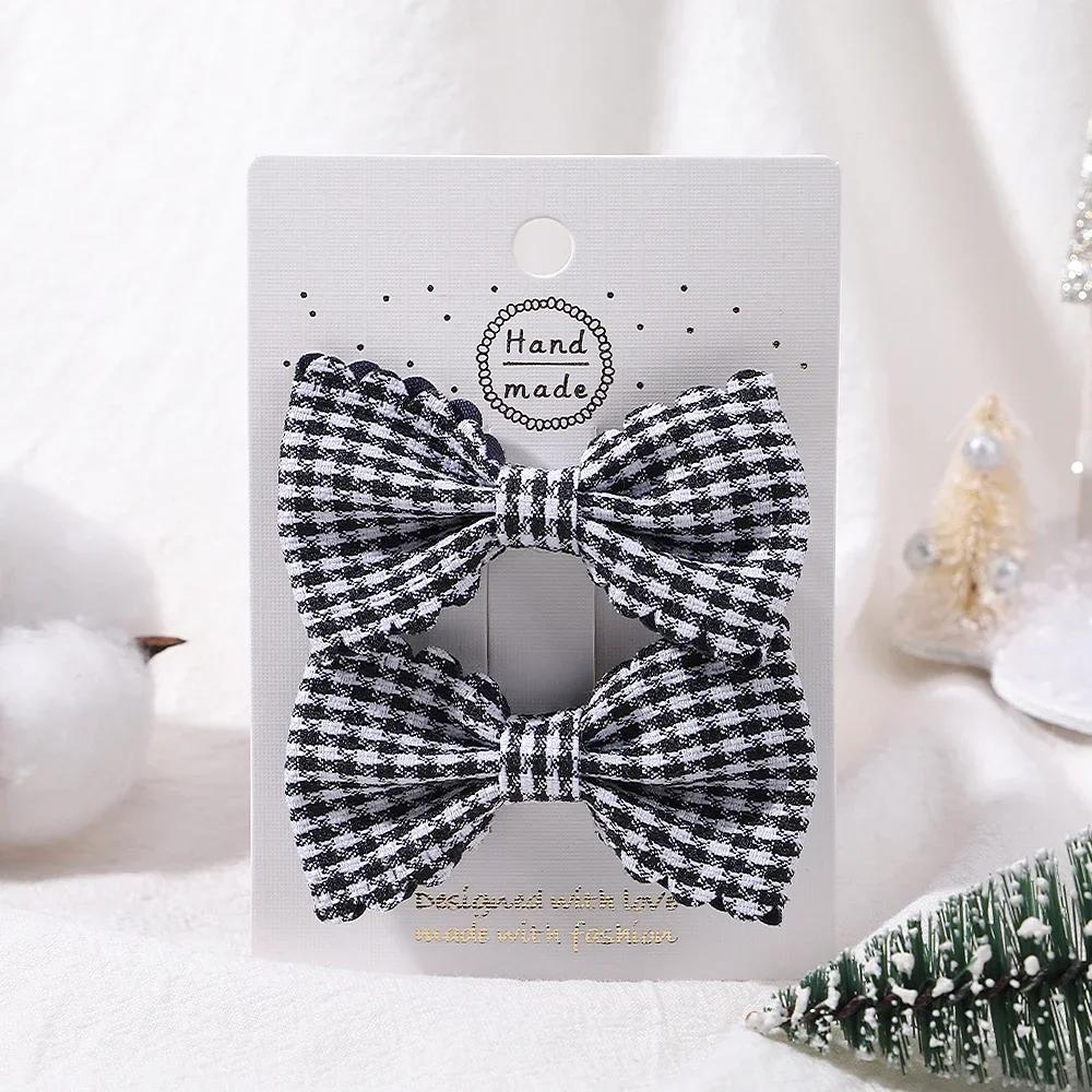 2Pcs/Set Solid Color Nylon Kids Bows Hair Clips for Baby Girls Handmade Bowknot Hairpin Barrettes Photograph Hair Accessories
