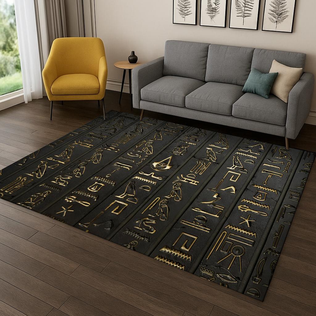 Ancient Egyptian Mythological Pharaoh Sign Carpet Rug for Home Bedroom Living Room Sofa Doormat Decor,Area Rug Game Non-slip Mat