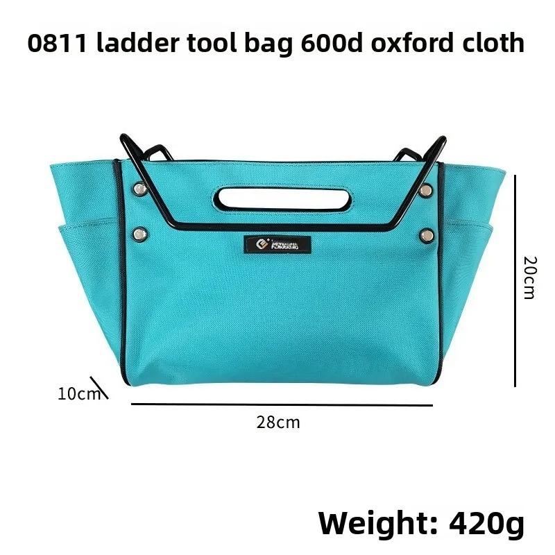 Telescoping Ladder Tool Bag Oxford Cloth with Hanging Hooks and Side Pockets for Electrician Tool Storage Organizador Tela