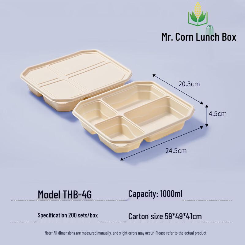 Mr. Corn Biodegradable 4-Compartment Lunch Box