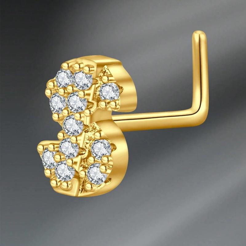 Argolas de Piercing de Nariz em L Coração Lua Fofo Zircônia Brilhante Cor Ouro Prata Piercing de Nariz Para Mulheres Meninas Joias de Narina