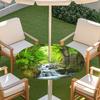 Outdoor Round Table Cover With Nature Print Waterproof Elastic Hem Patio Garden Deck