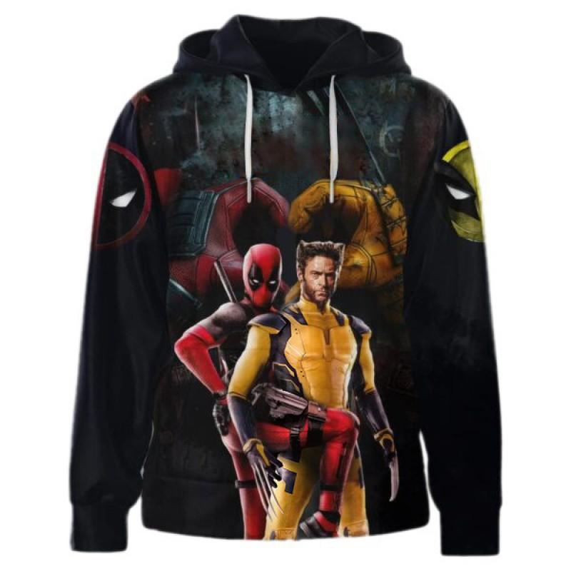 Deadpool Wolverine Cosplay Hoodie Digital Print Unisex Long Sleeve Sweatshirt Fans