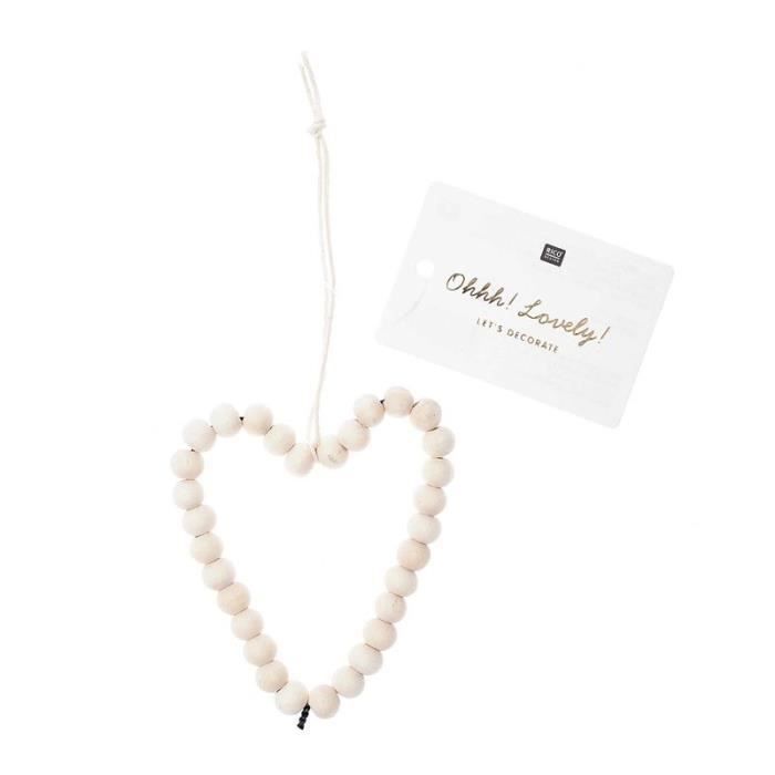 Pendentif - RICO DESIGN - Grand coeur en bois - Marron - Mixte - Adulte