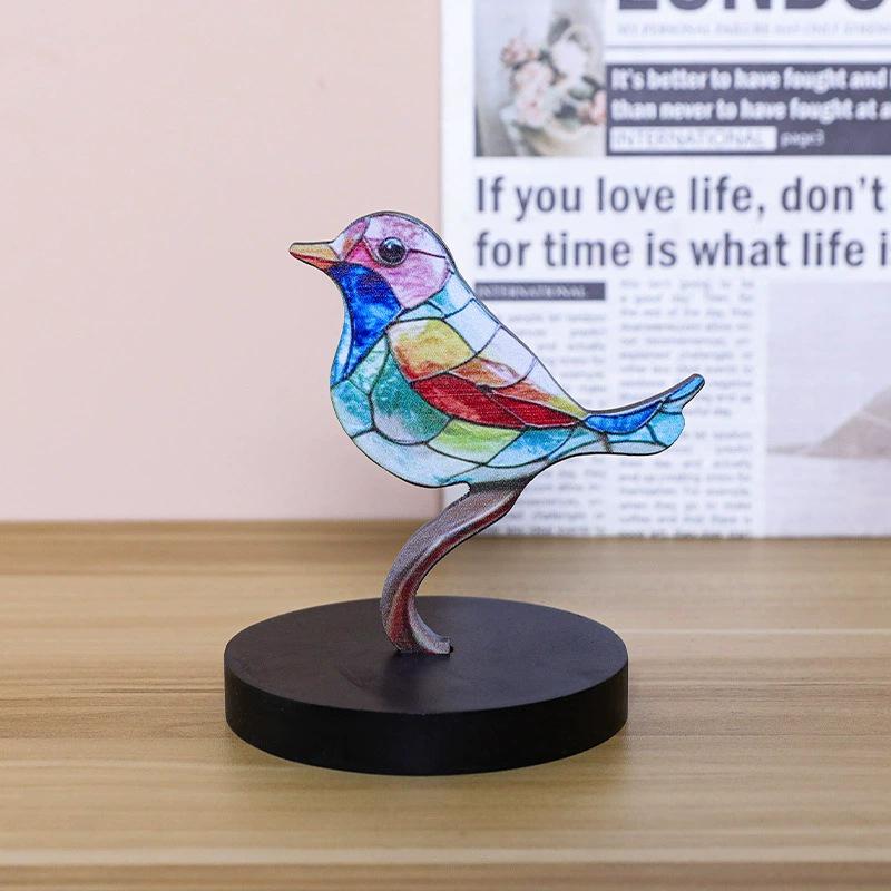 

Painted Bird Home Decor Ornaments - Minimalist Metallic Design Acrylic