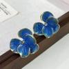 3D Floral Petal Stud Earrings with Resin Coating and Clear Center Stone Lightweight Durable Design for Everyday Wear and Special Occasions